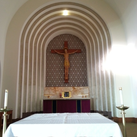 The altar of St. Antoine Daveluy Parish at Corpus Christi Church in Auburndale, MA.